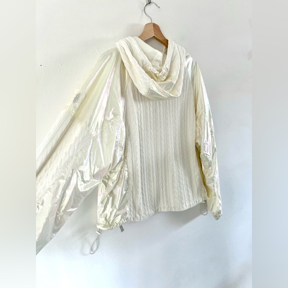 Free People‎ Movement Sweetest Pullover Cream Iridescent Hooded Half Zip Small